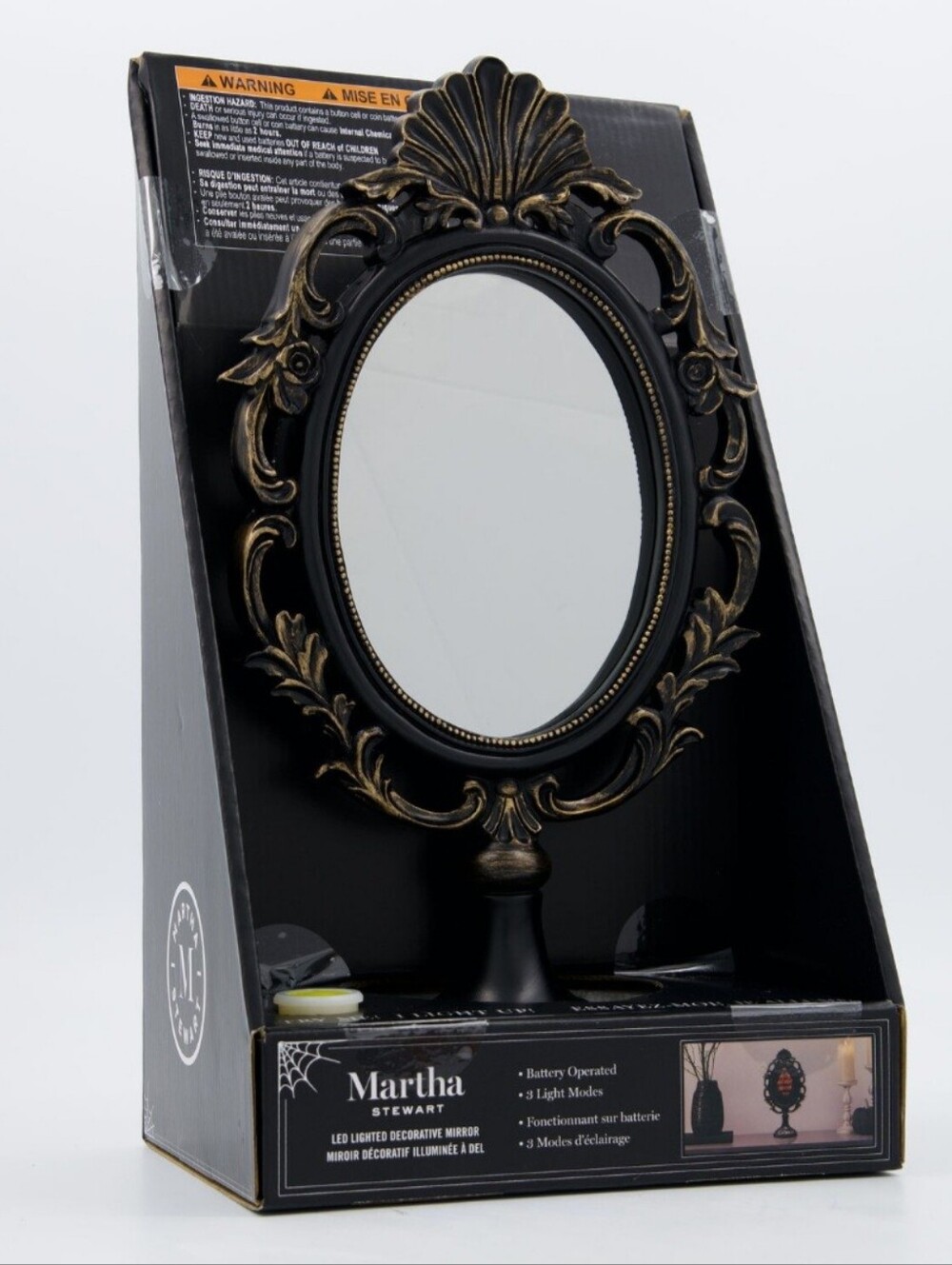 Martha Stewart Antique Black & Gold Oval Vanity Mirror